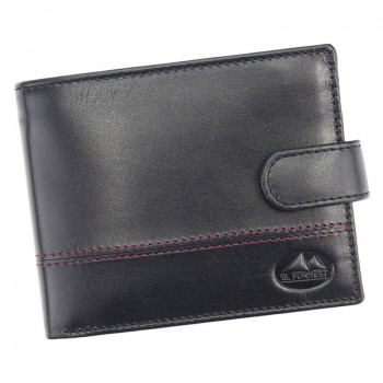 Černá pánská kožená peněženka s přezkou (GPPN291)