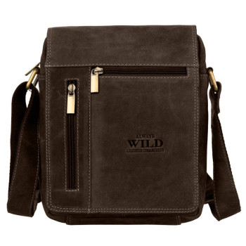 Hnědá pánská kožená taška přes rameno (GT243)