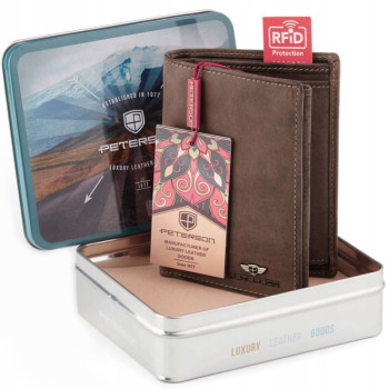 Značková hnědá pánská kožená peněženka (GPPN386)