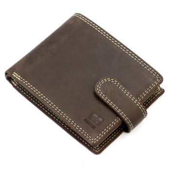 Kvalitní kožená pánská peněženka s přezkou hnědá (GPPN10)