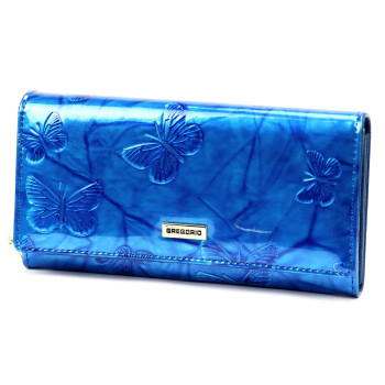 Dámská kožená peněženka s motýly modrá (GDPN406)