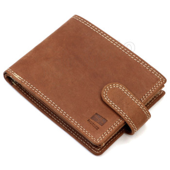 Kvalitní kožená pánská peněženka s přezkou světle hnědá (GPPN516)